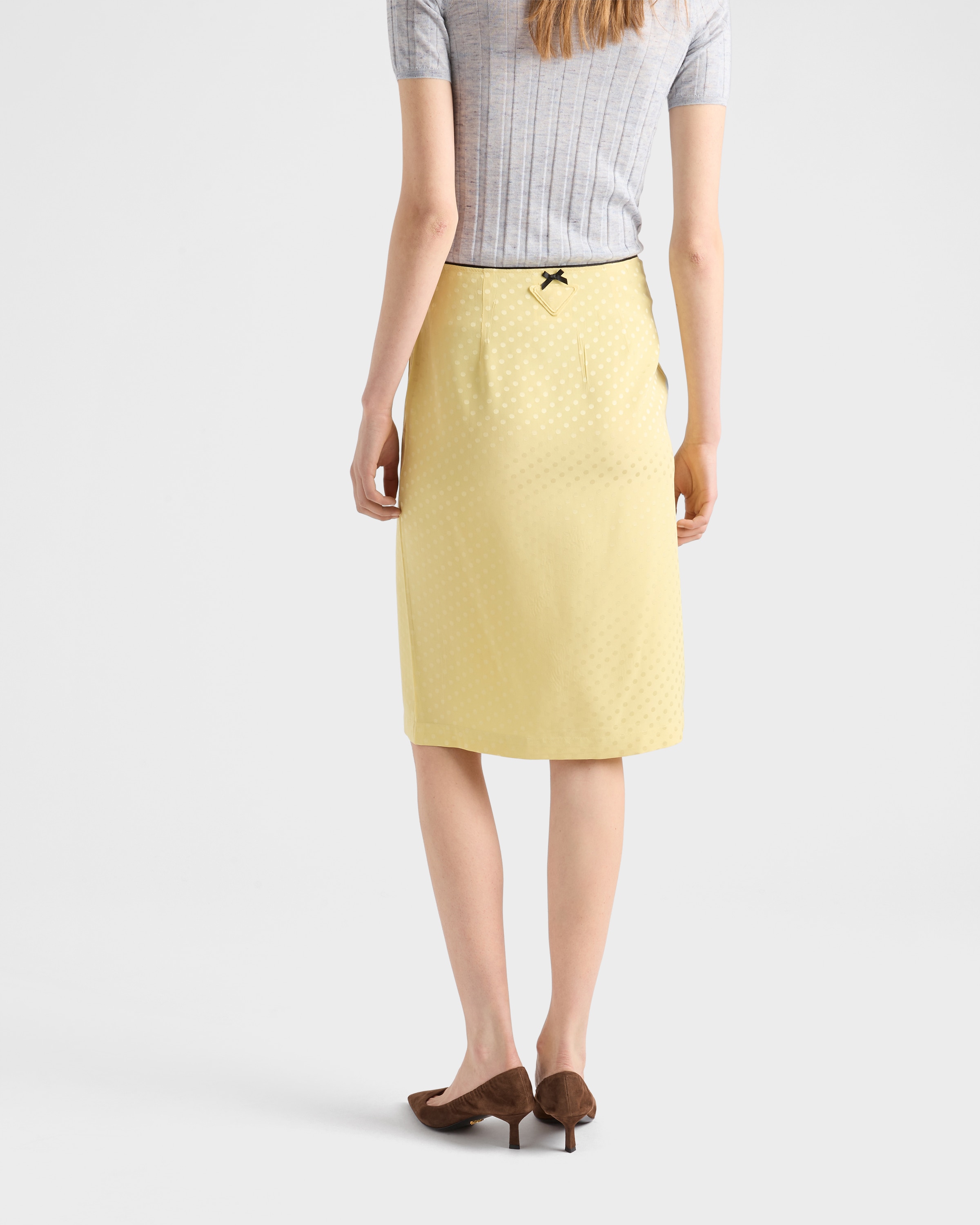 Yellow Polka-dot Satin Skirt | PRADA - United States