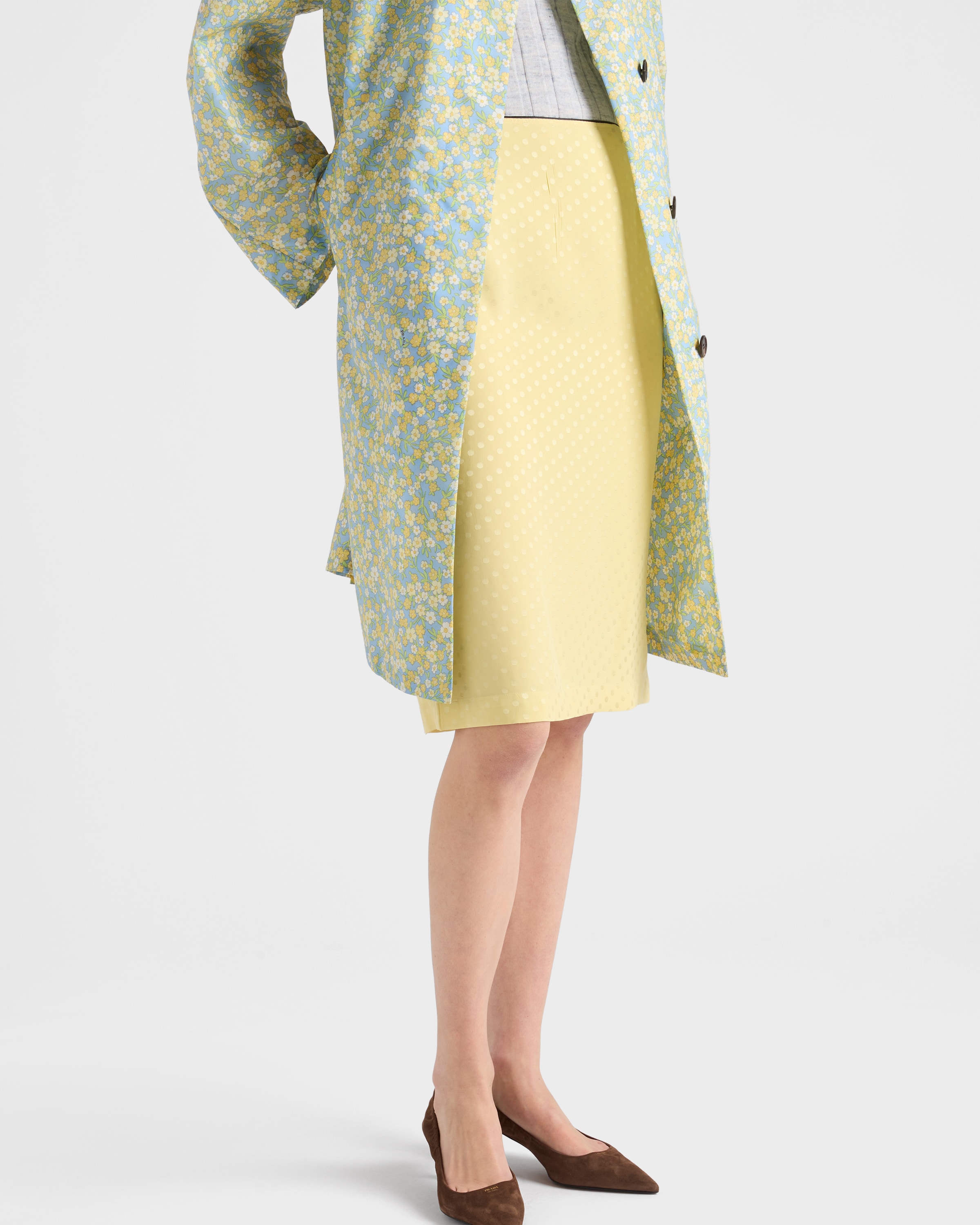 Yellow Polka-dot Satin Skirt | PRADA - United States