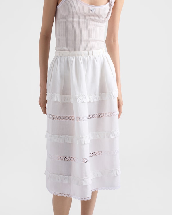Rock aus besticktem Leinen - Weiss Rock aus besticktem Leinen - Weiss