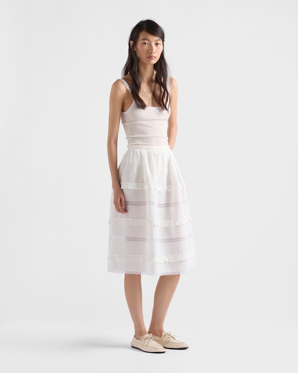 Rock aus besticktem Leinen - Weiss Rock aus besticktem Leinen - Weiss