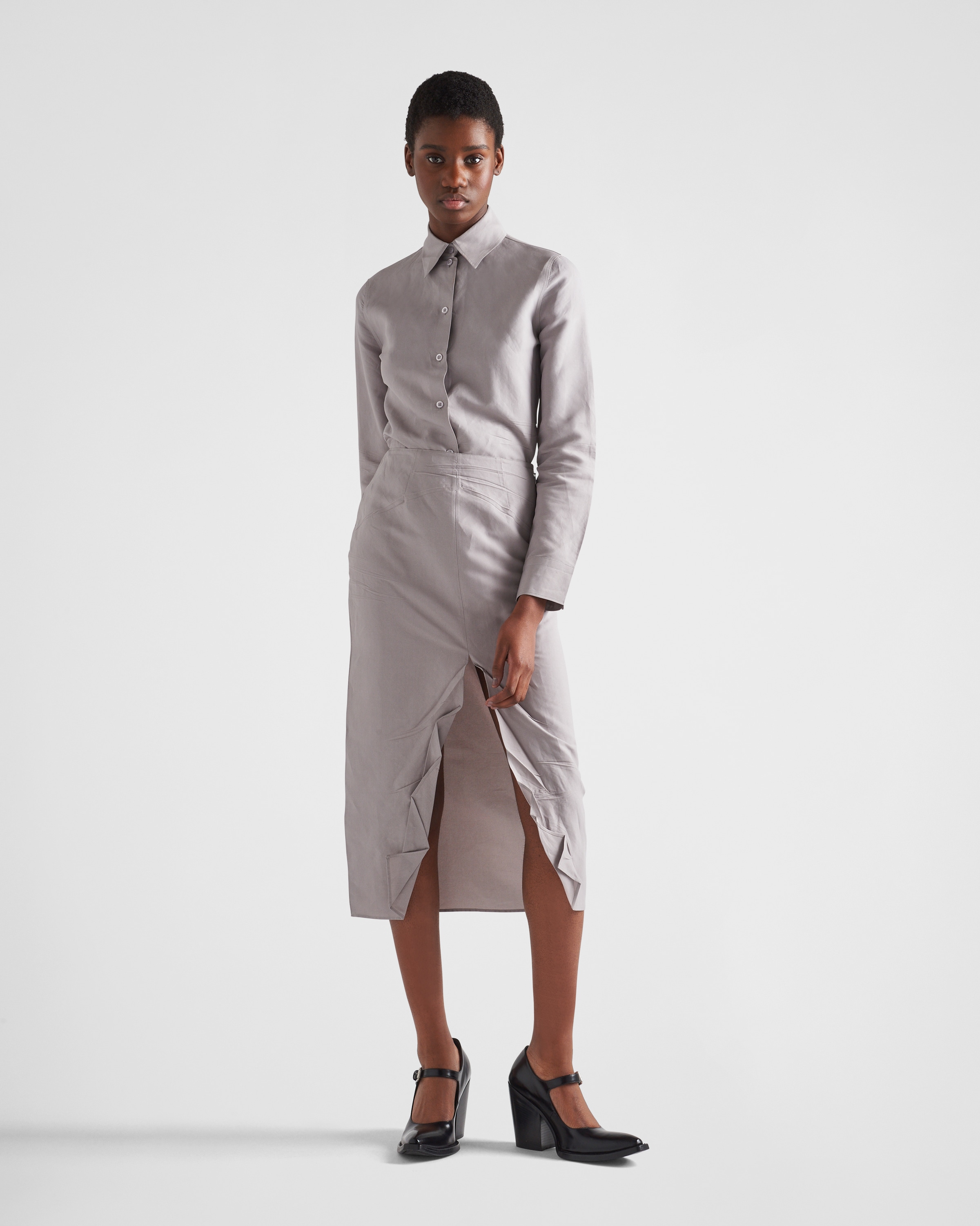 Prada Paper\u002Dbased technical fabric midi\u002Dskirt 2