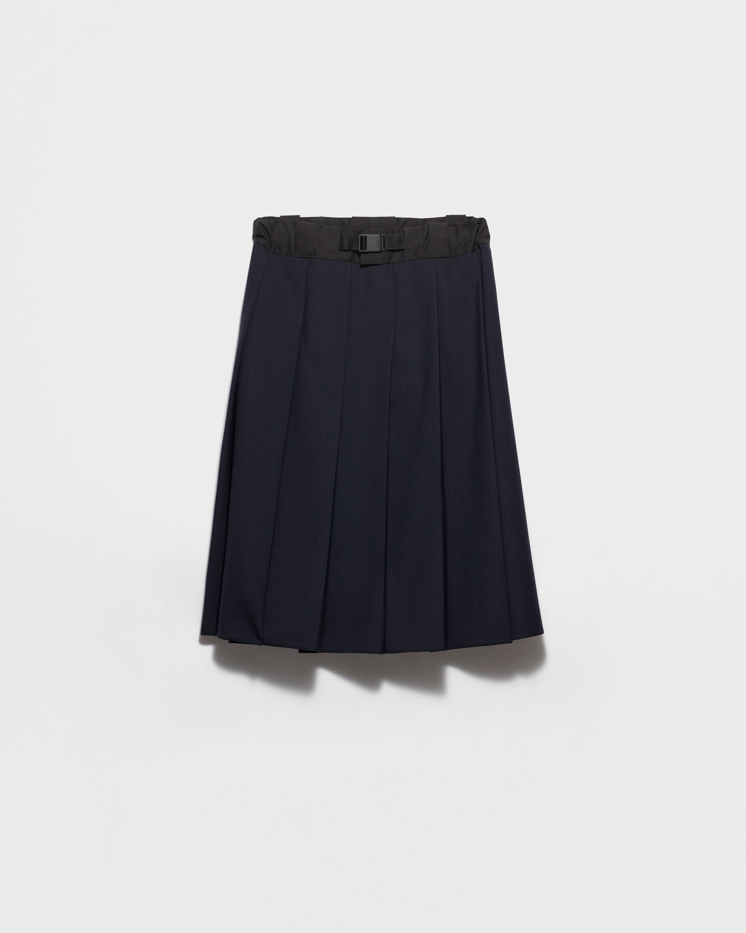 Prada Hopsack And Technical Fabric Midi-skirt , Woman, Navy, Size 40
