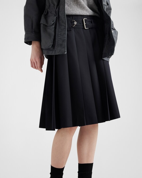 Pleated gabardine skirt - Navy Pleated gabardine skirt - Navy