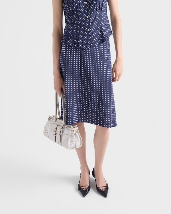 Jupe en marocain à pois - Bleu/Blanc Jupe en marocain à pois - Bleu/Blanc