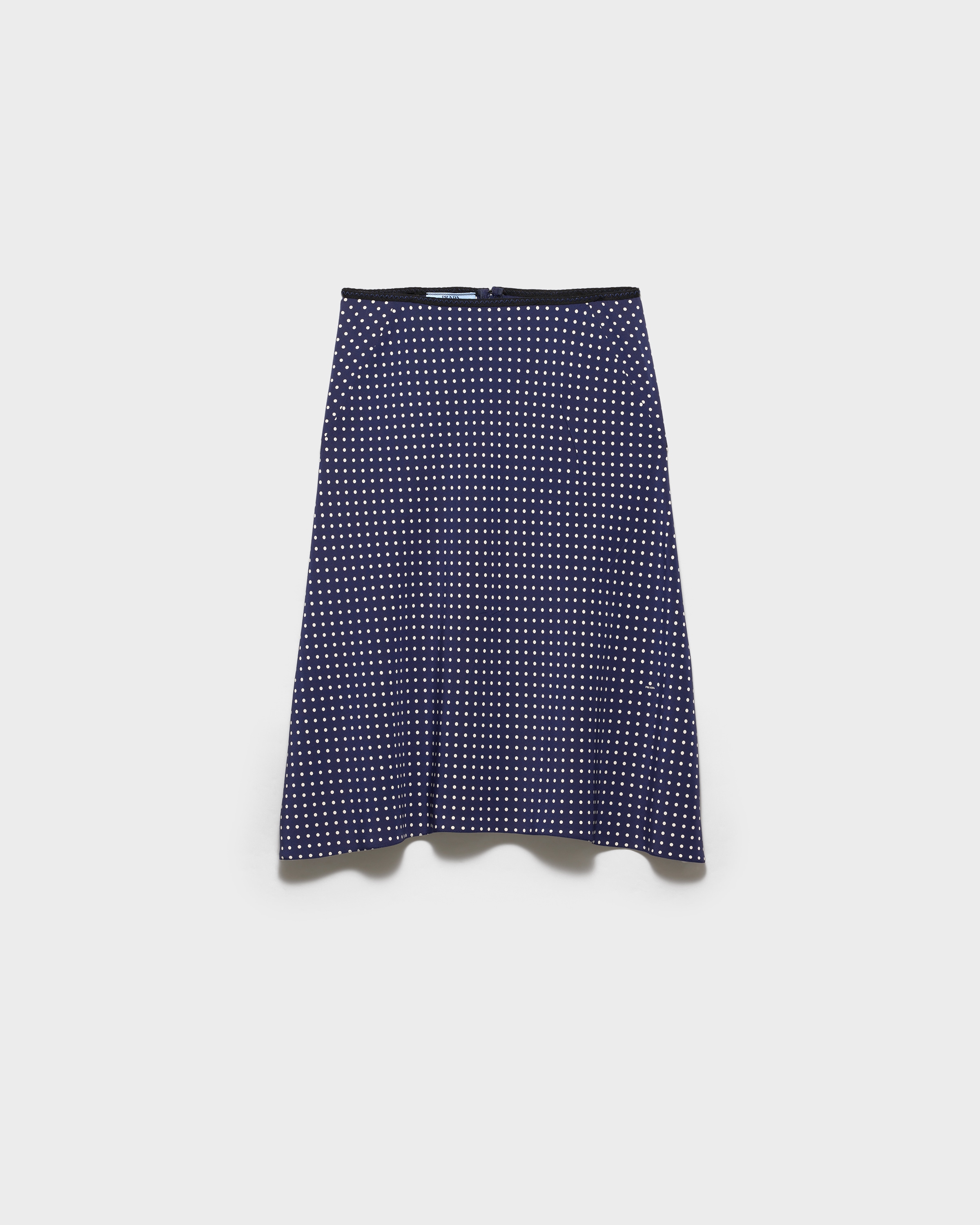 Blue/White Polka-dot marocain skirt | PRADA - United States
