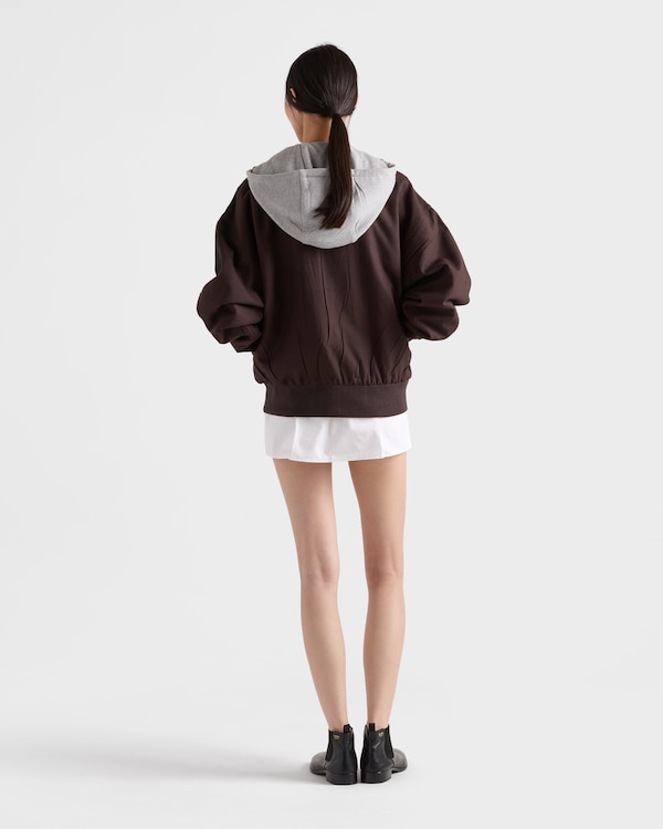 Poplin and rush stitch miniskirt - White Poplin and rush stitch miniskirt - White