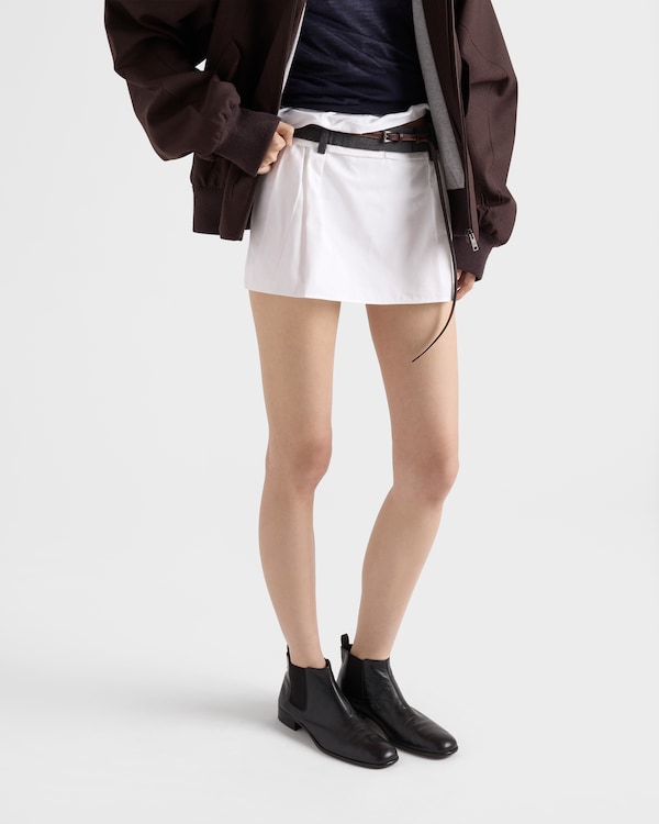 Poplin and rush stitch miniskirt - White Poplin and rush stitch miniskirt - White