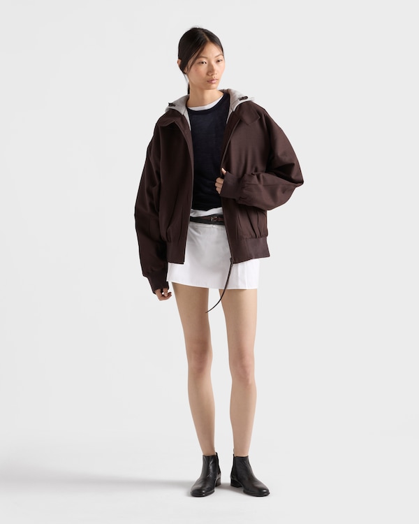 Poplin and rush stitch miniskirt - White Poplin and rush stitch miniskirt - White