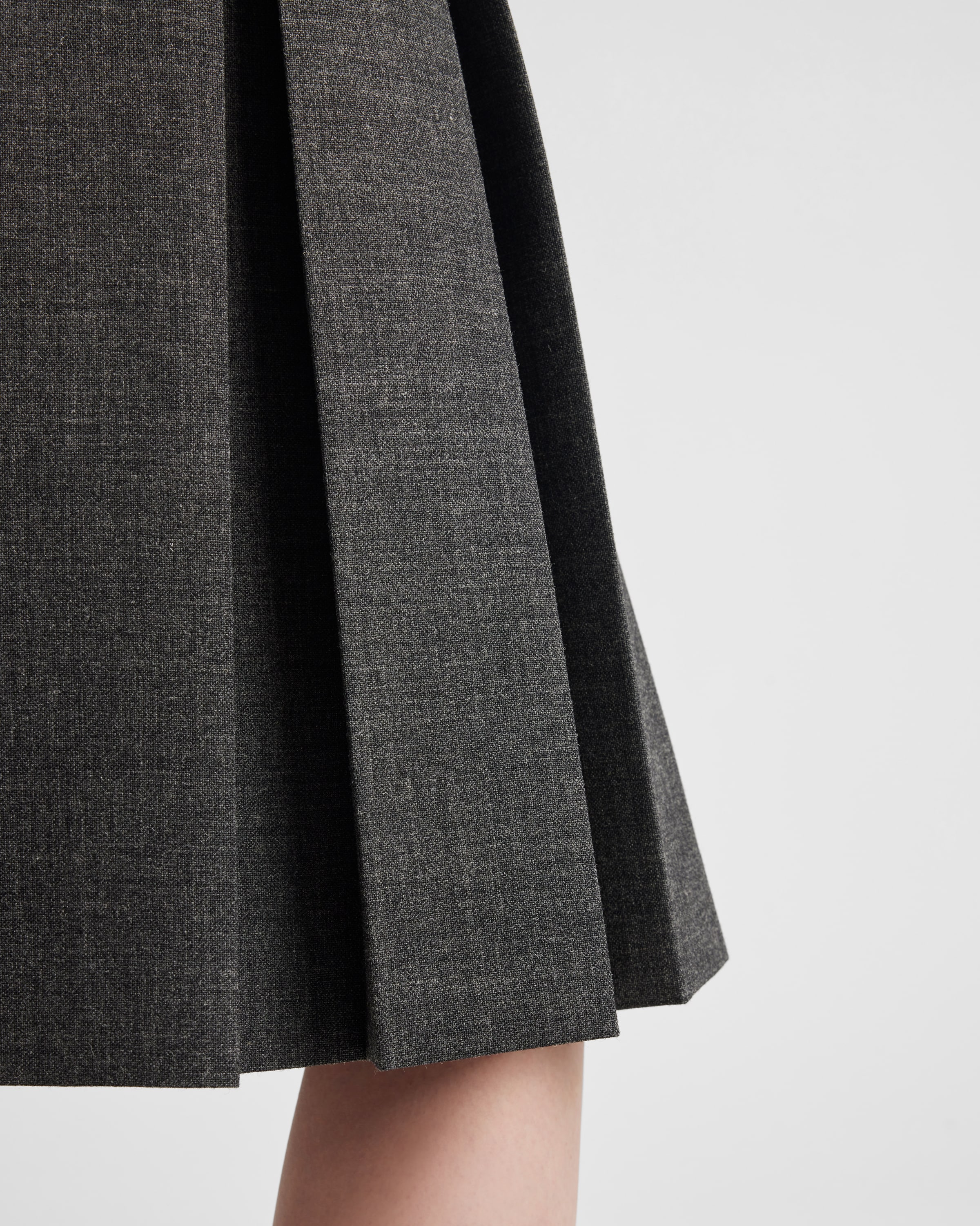 Slate Gray Rush Stitch Skirt With Belt | PRADA