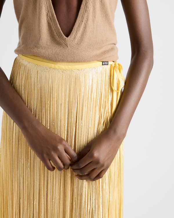 Skirt with sequin fringe - Cream Skirt with sequin fringe - Cream