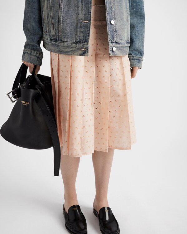 Pleated eyelet lace skirt - Peach Pleated eyelet lace skirt - Peach