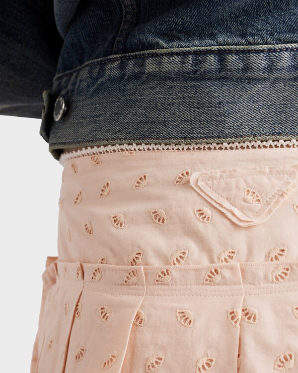 Pleated eyelet lace skirt - Peach Pleated eyelet lace skirt - Peach