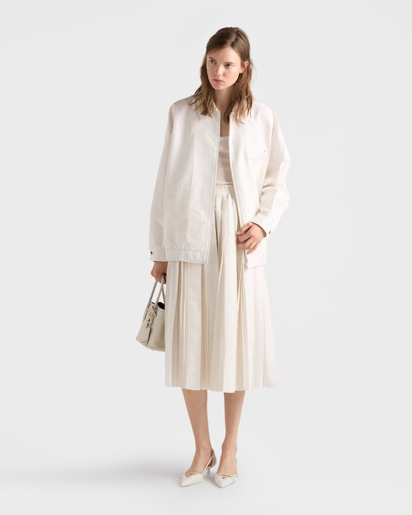 Pleated silk faille skirt - White Pleated silk faille skirt - White