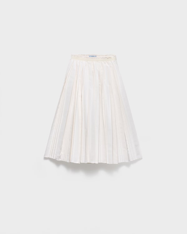 Pleated silk faille skirt - White Pleated silk faille skirt - White