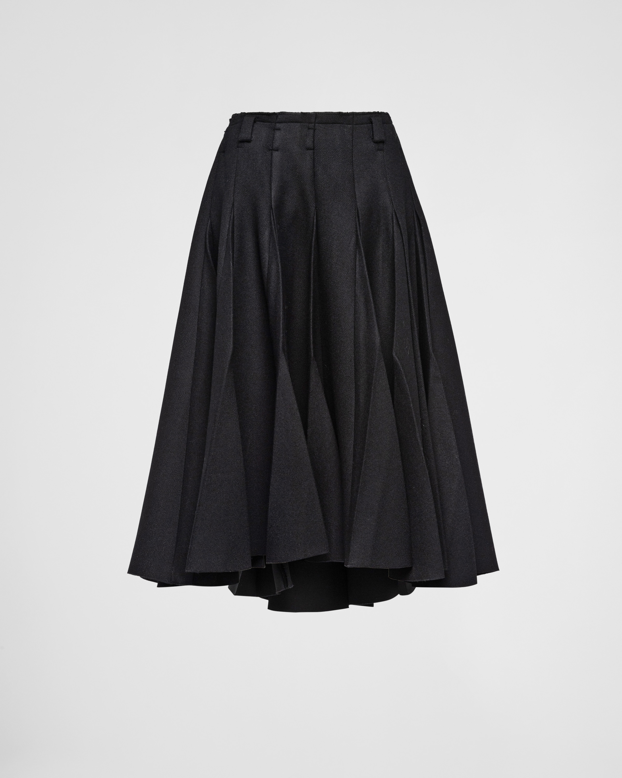 Black Pleated kid mohair midi-skirt | Prada