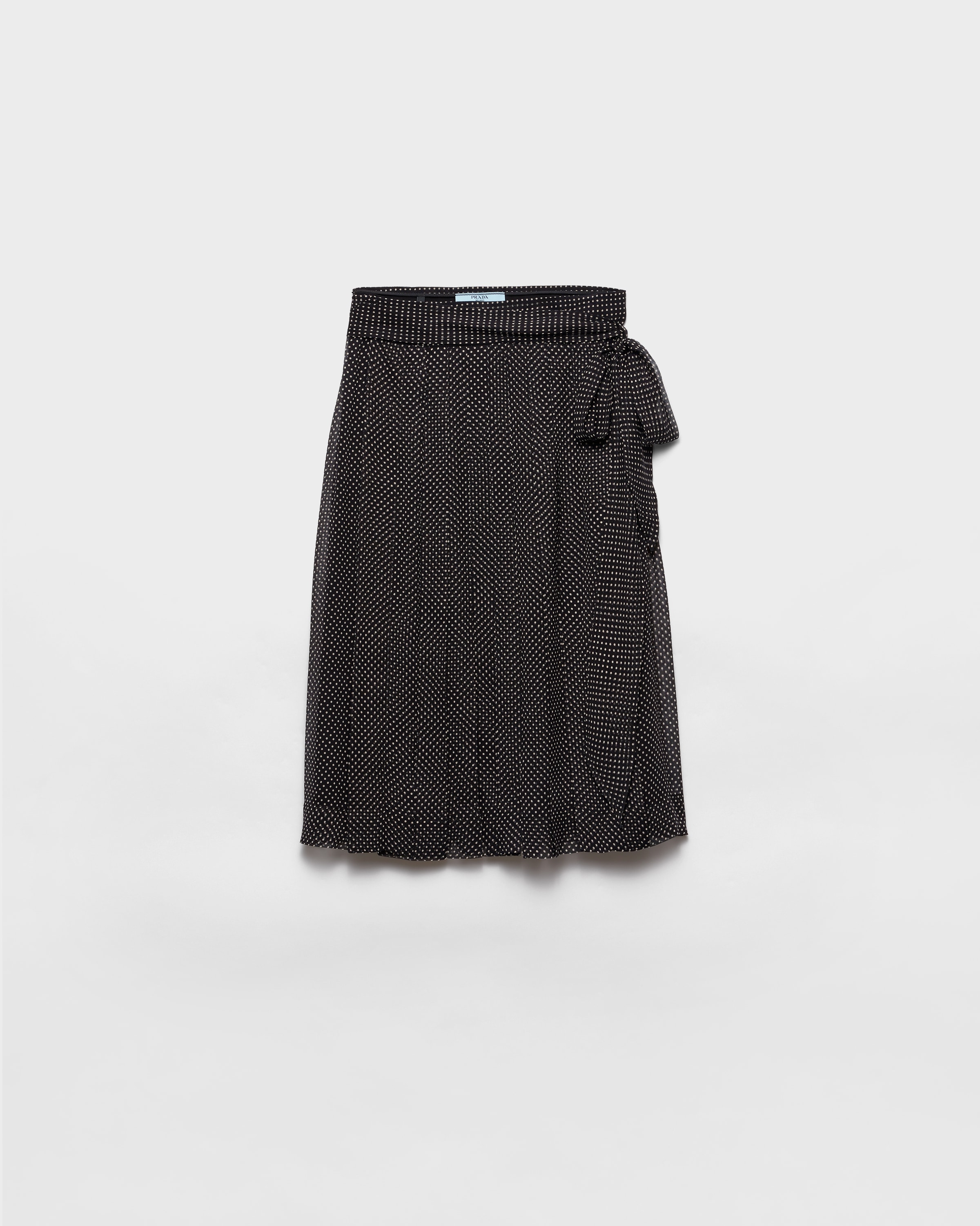 Prada Printed Chiffon Wrap Skirt, Woman, Black, Size 42