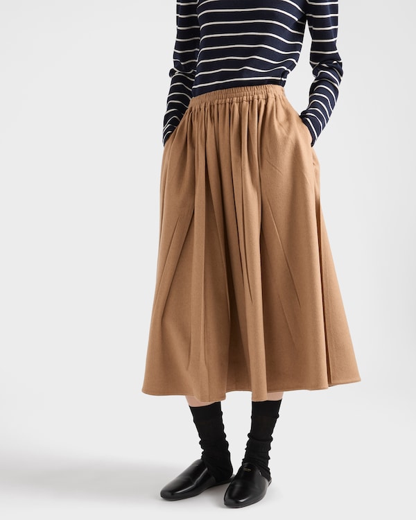 Camel-hair circle midi-skirt - Camel Brown Camel-hair circle midi-skirt - Camel Brown