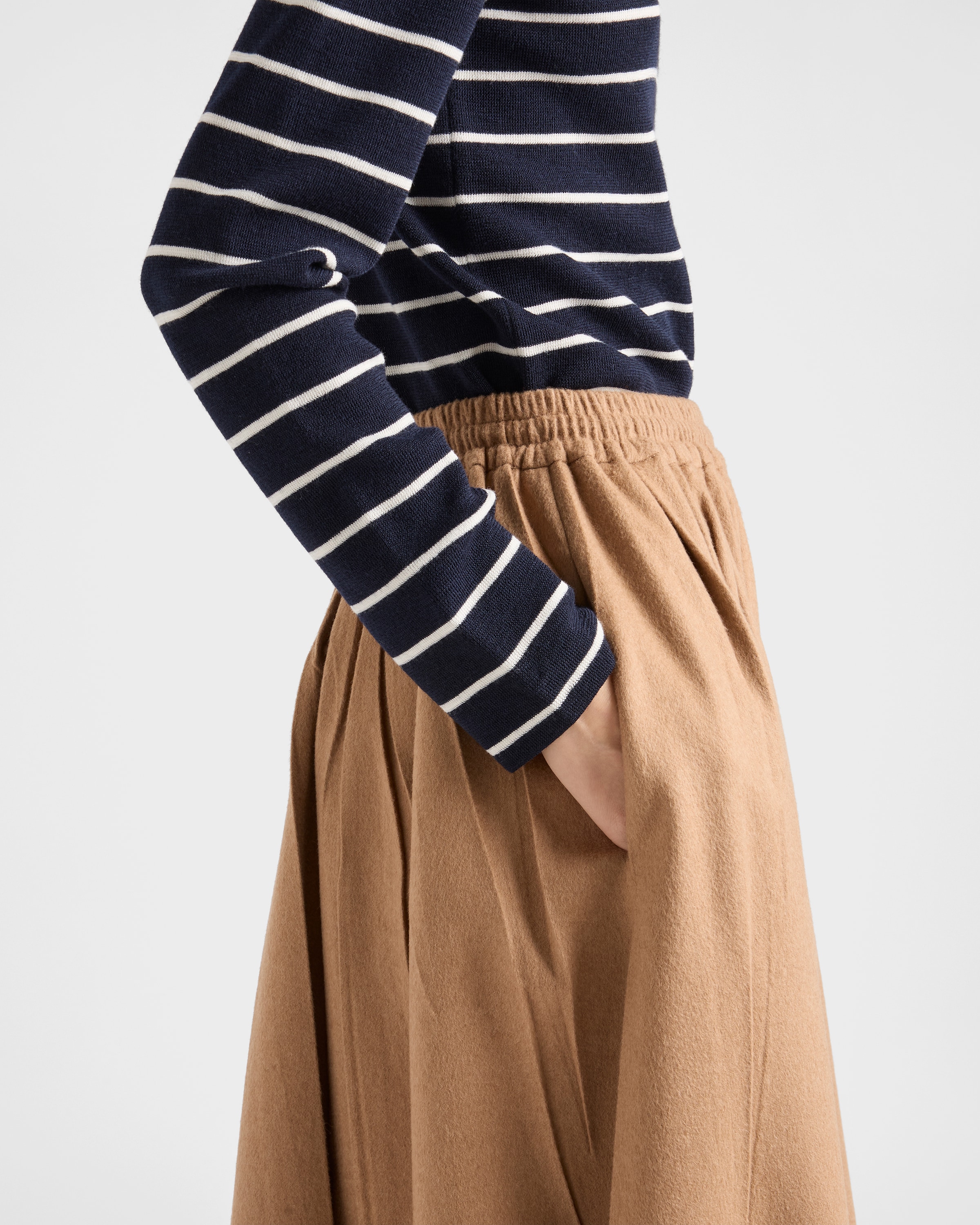 Camel Brown Camel-hair Circle Midi-skirt | PRADA - United States