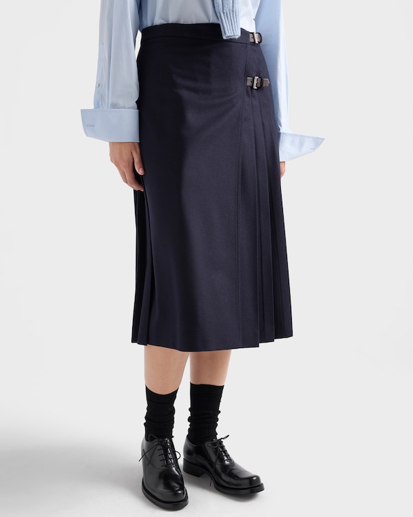 Jupe midi en Re-Wool - Bleu Jupe midi en Re-Wool - Bleu