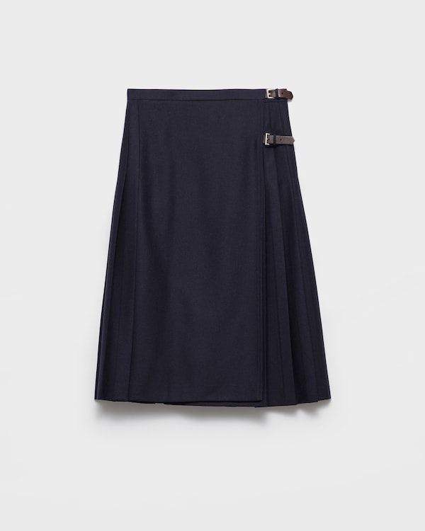 Jupe midi en Re-Wool - Bleu Jupe midi en Re-Wool - Bleu