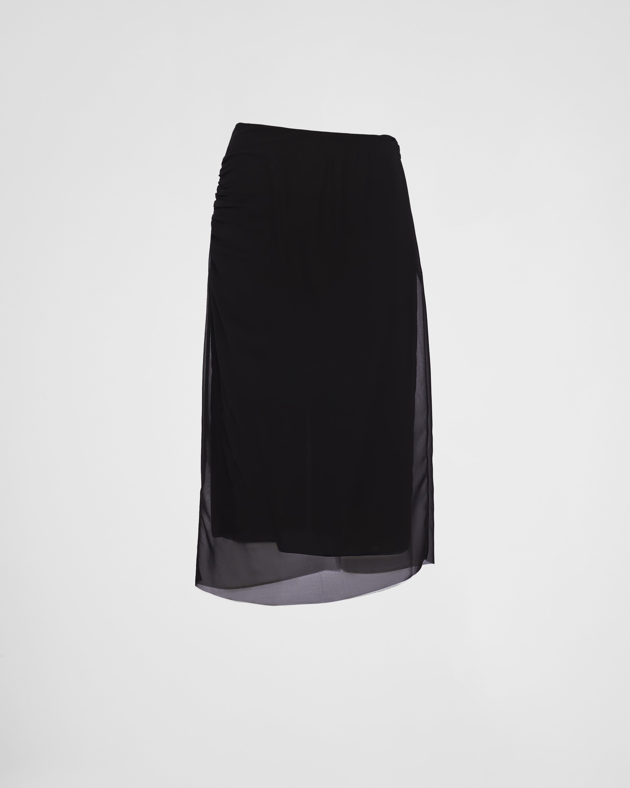 Shop Prada Georgette Skirt In Black