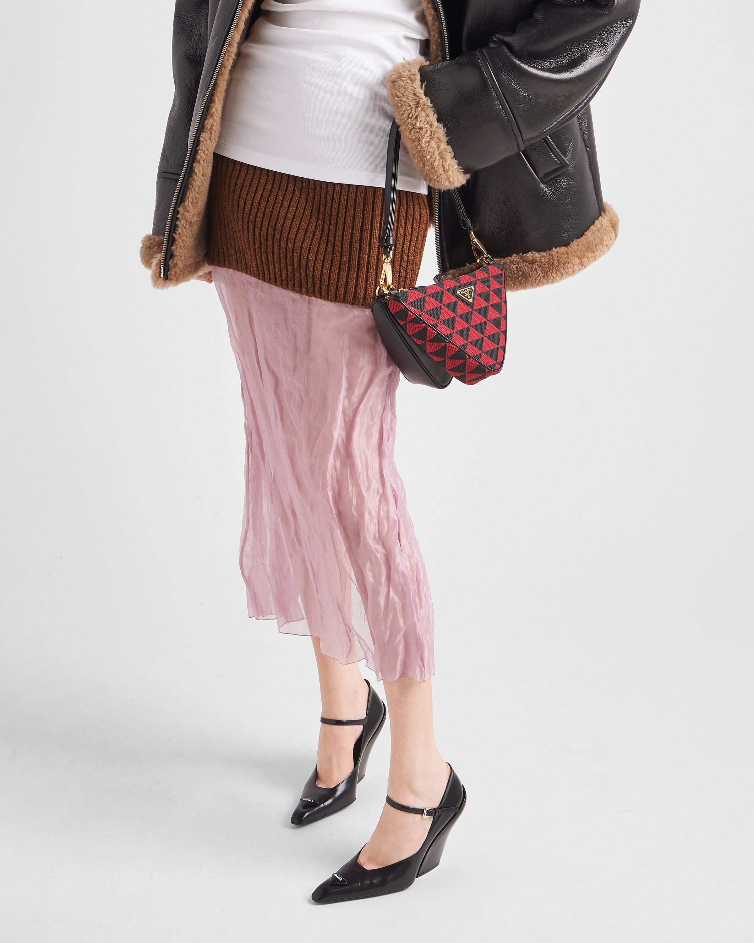 Prada Muslin and knit midi\u002Dskirt 3