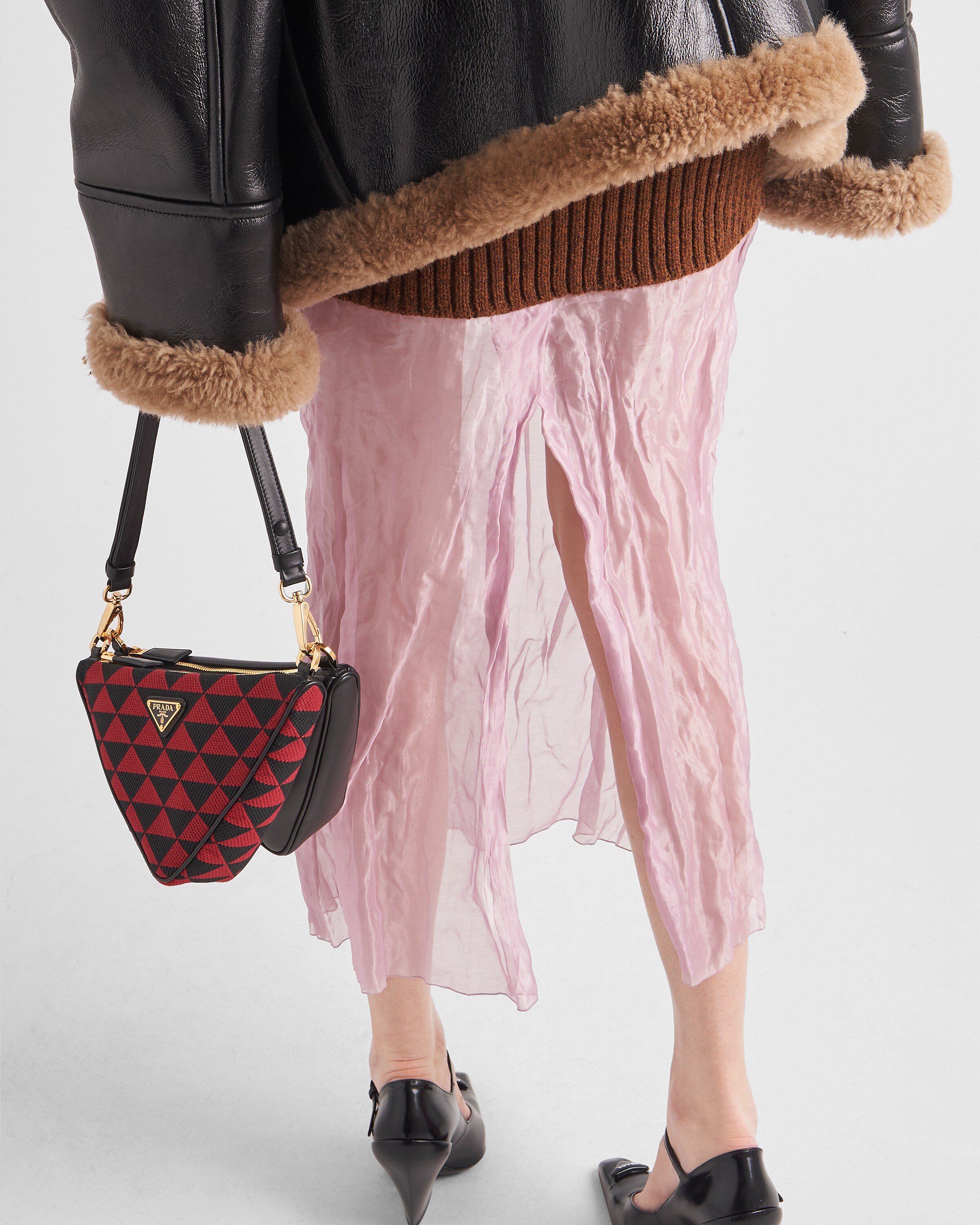 Prada Muslin and knit midi\u002Dskirt 4