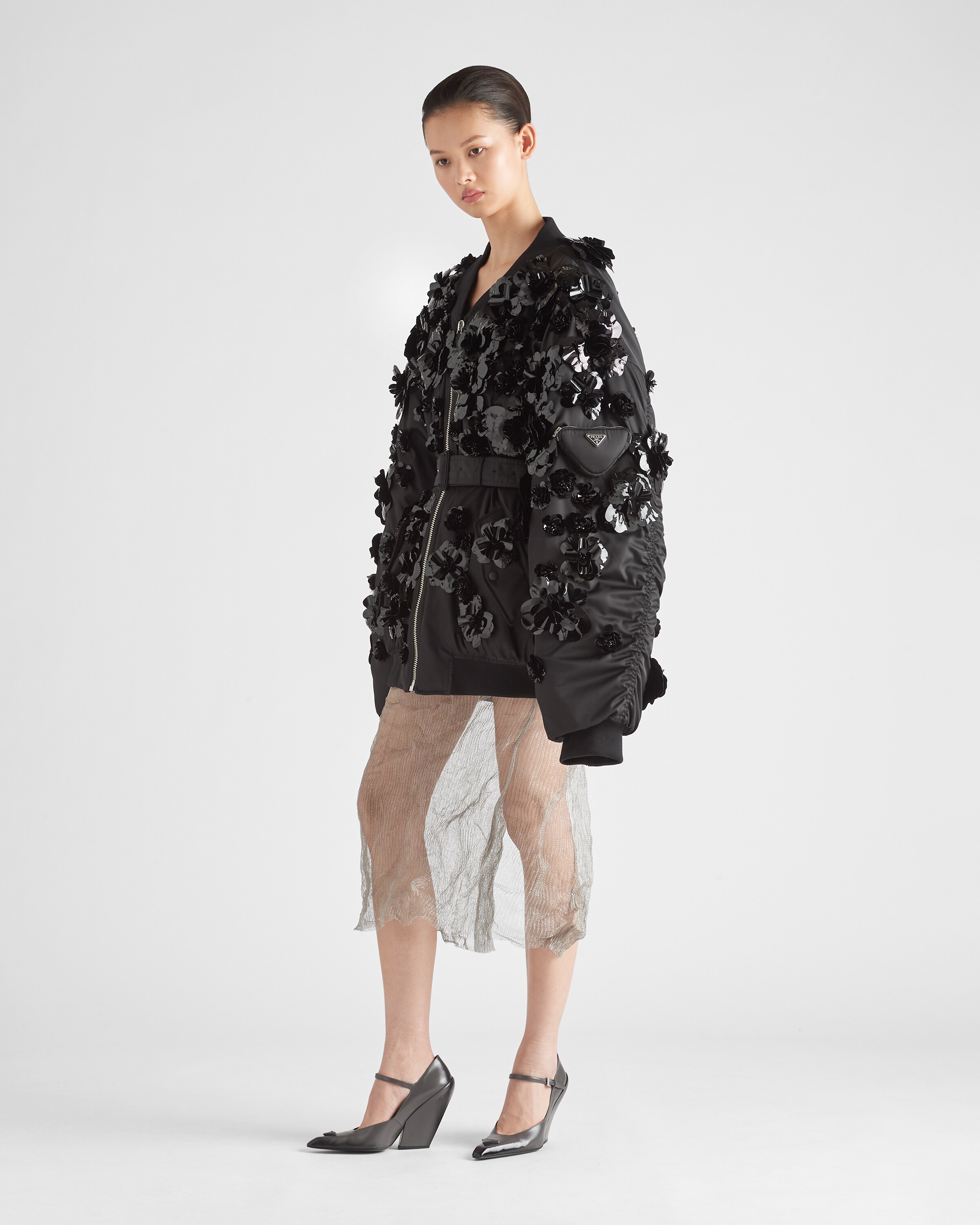 Prada Cloth and mesh midi\u002Dskirt 2