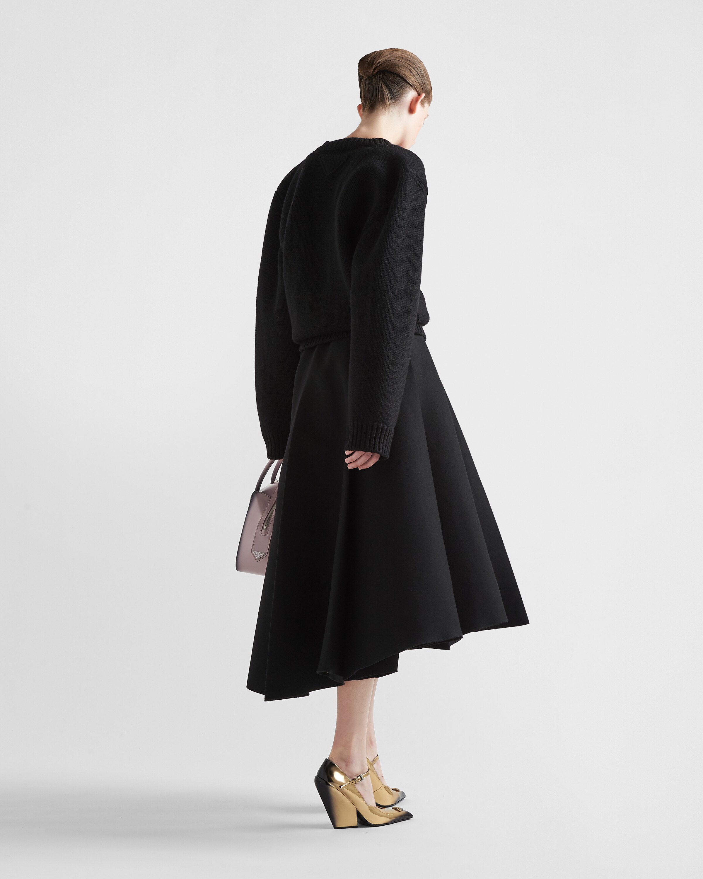 Black Cloth midi-skirt | Prada