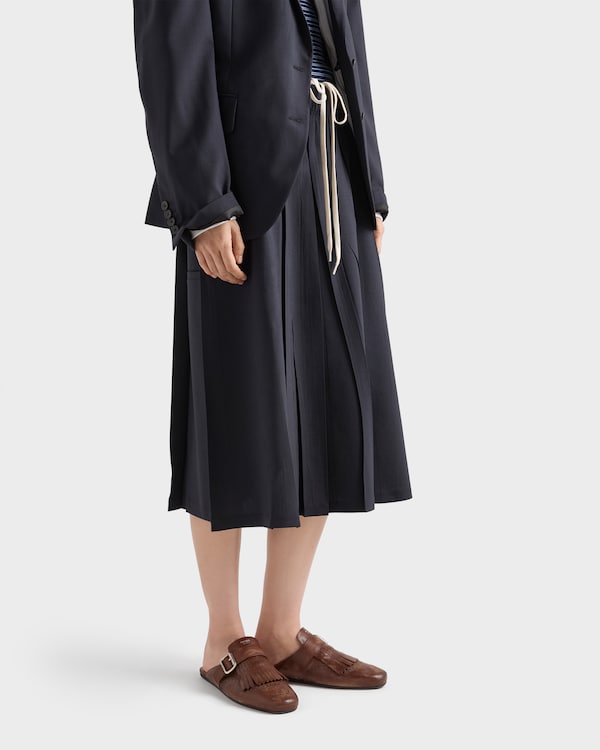 Light wool midi-skirt - Navy Light wool midi-skirt - Navy