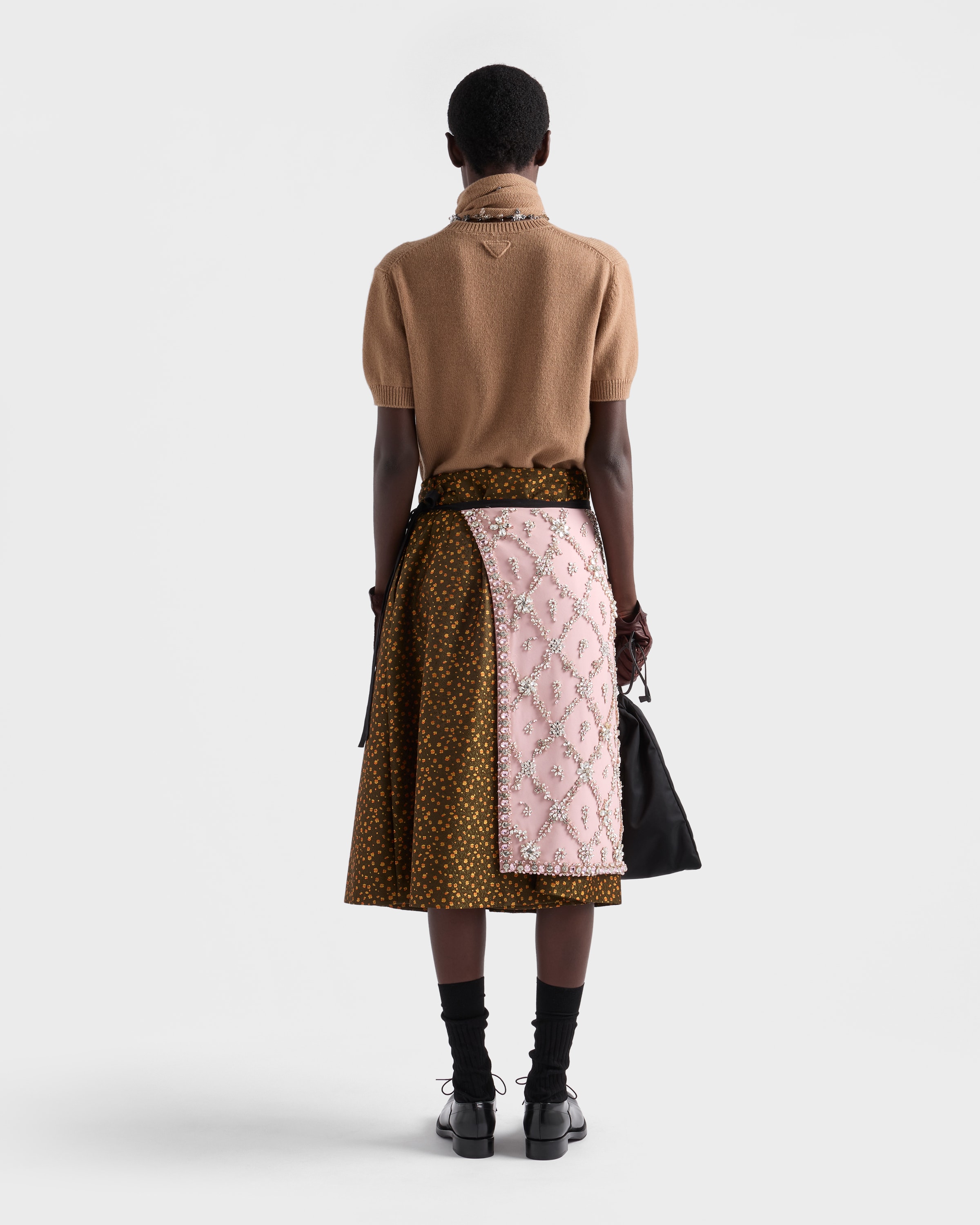 Forest Green Jacquard Duchesse Skirt | PRADA - United States