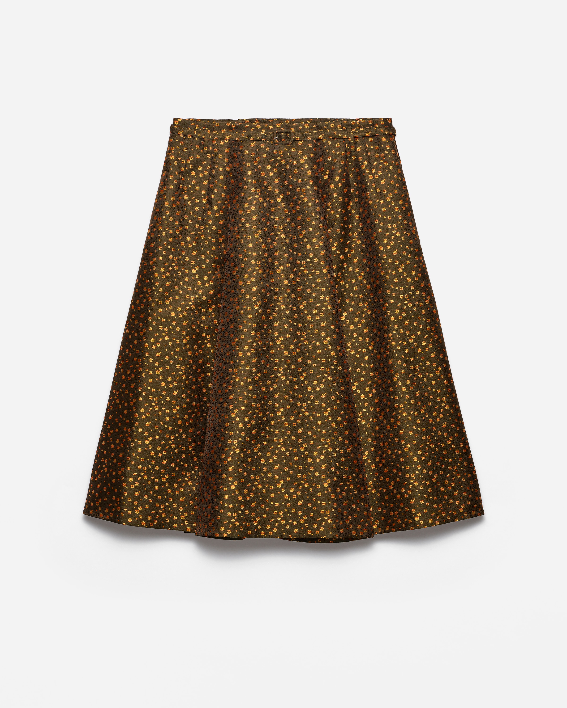 レアPRADAプラダチュールプリーツスカート36コレクションラインエアリー Forest Green Jacquard Duchesse Skirt | PRADA - United States