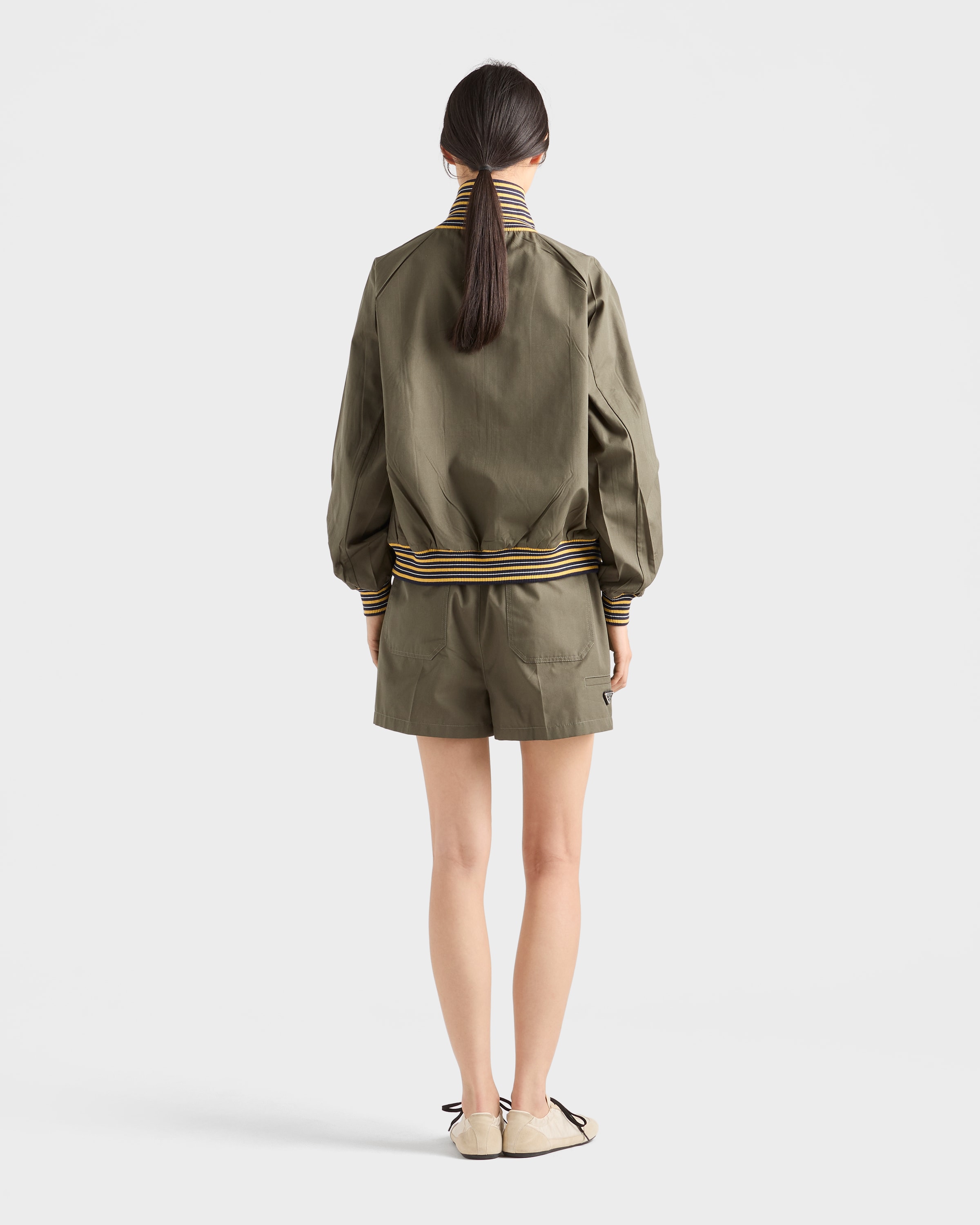 Military Green Poplin Shorts | PRADA