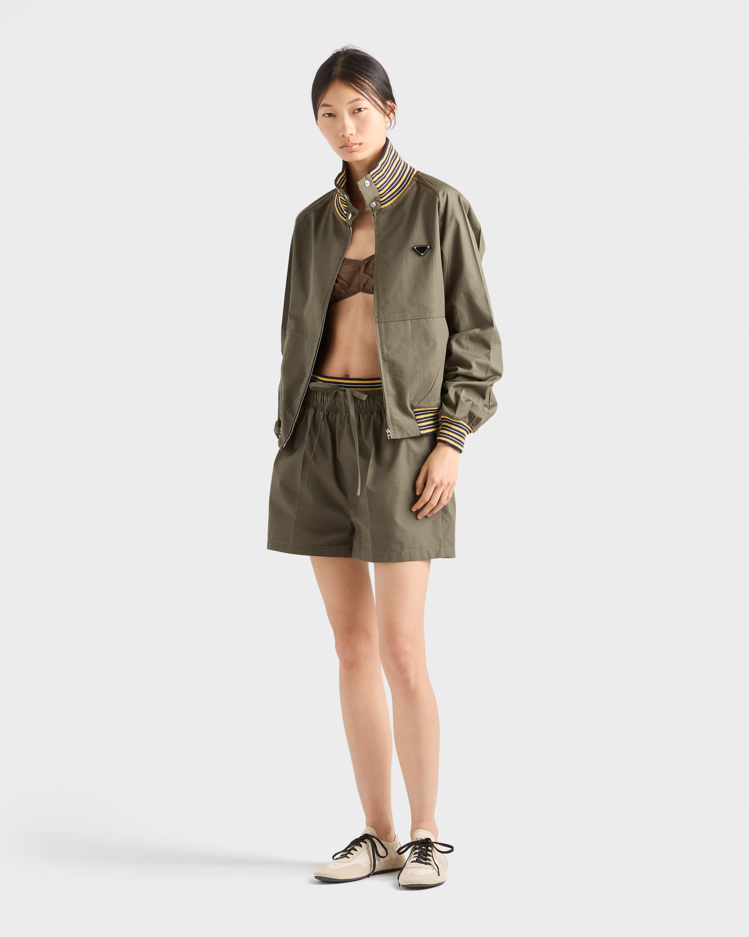 Forest Green Poplin Shorts | PRADA - United States