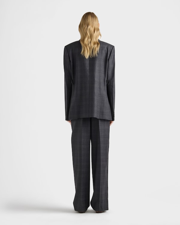 Pantaloni in lana con motivo Check - Antracite Pantaloni in lana con motivo Check - Antracite