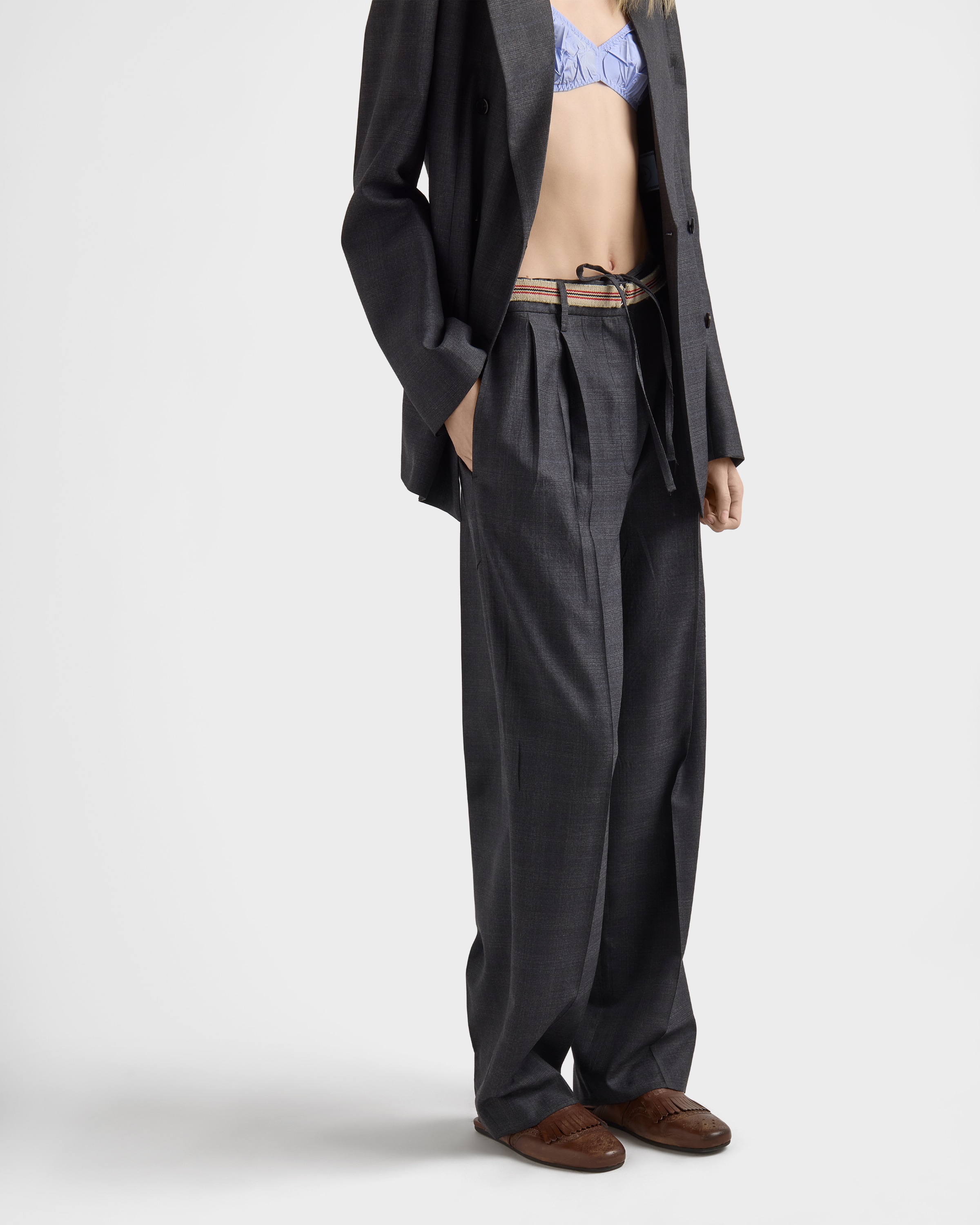m*e様 98FW prada wool slacks dark gray (4 Anthracite Gray Checked wool pants | PRADA - Canada