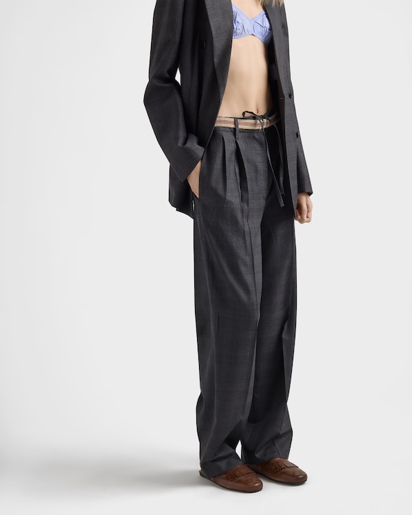 Pantaloni in lana con motivo Check - Antracite Pantaloni in lana con motivo Check - Antracite