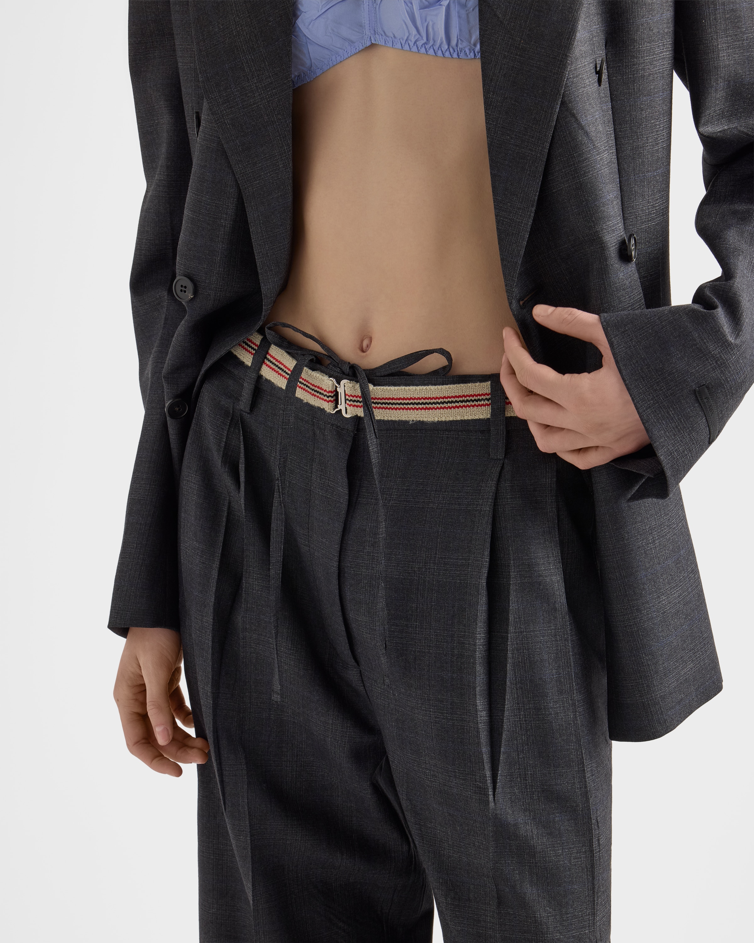 m*e様 98FW prada wool slacks dark gray (4 Anthracite Gray Checked wool pants | PRADA - Canada