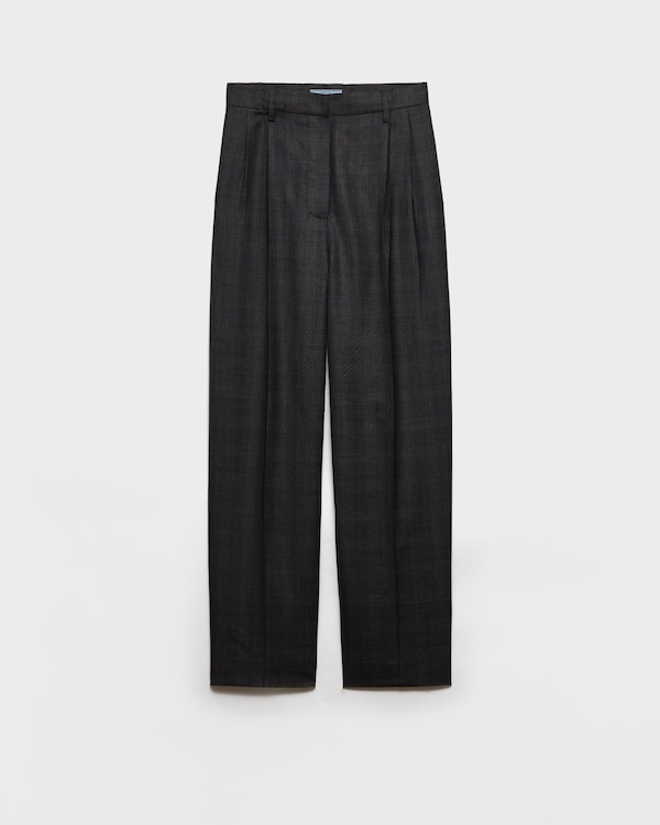Pantaloni in lana con motivo Check - Antracite Pantaloni in lana con motivo Check - Antracite