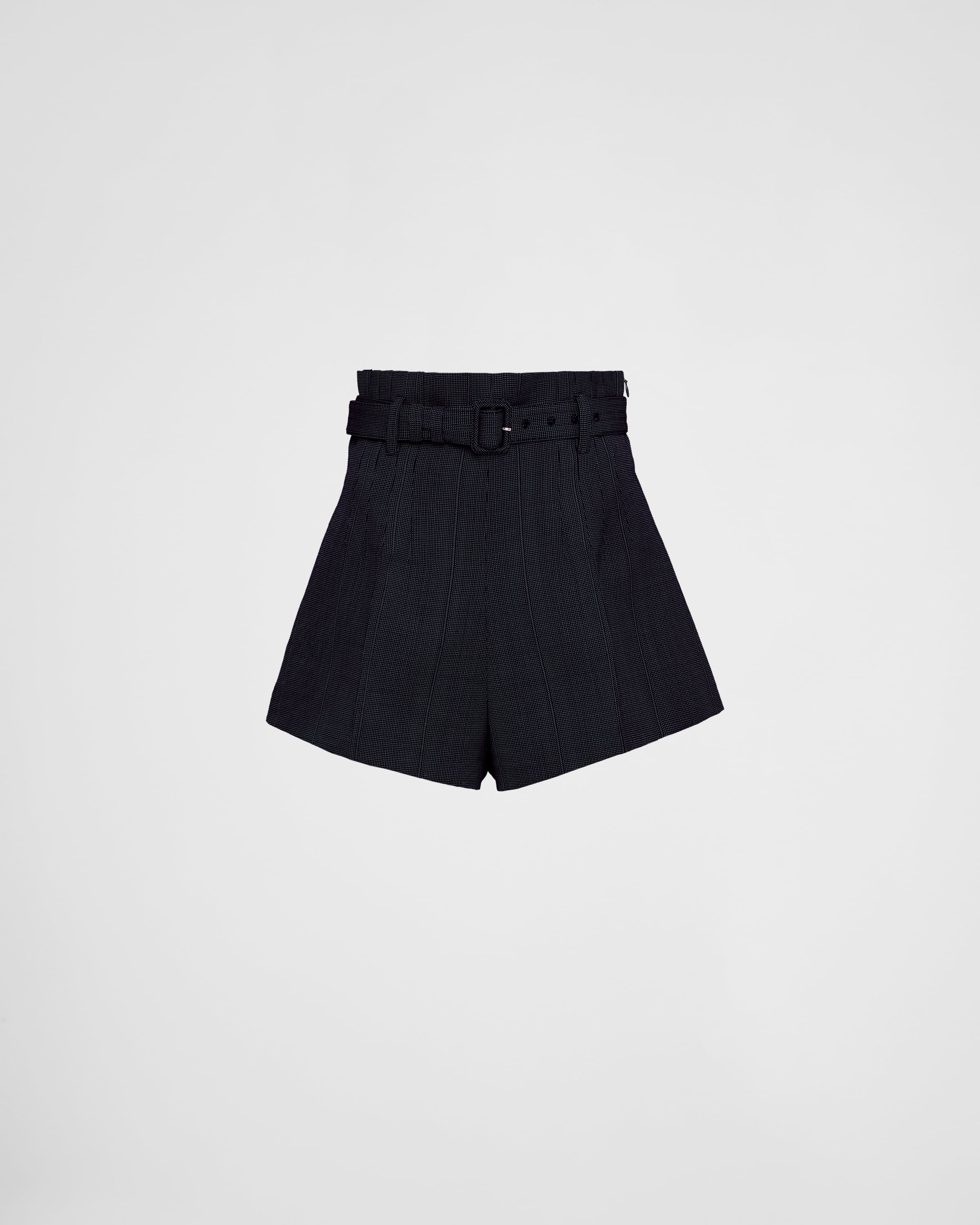 Shop Prada Pinstripe Wool Shorts In Navy