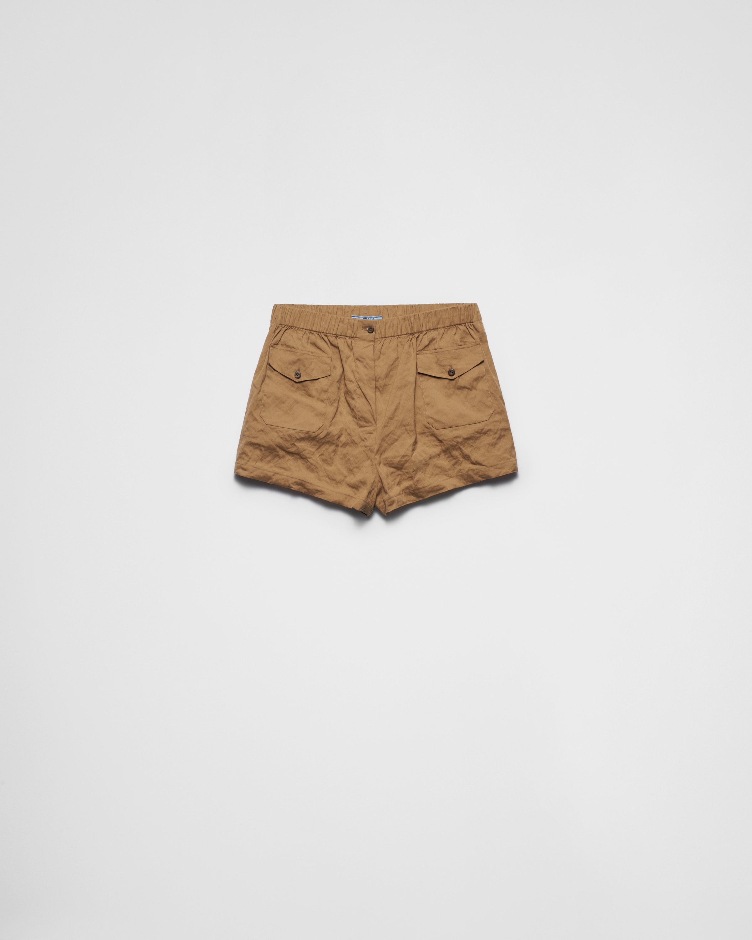 Prada Elasticated Waistband Stretched Shorts In Khaki