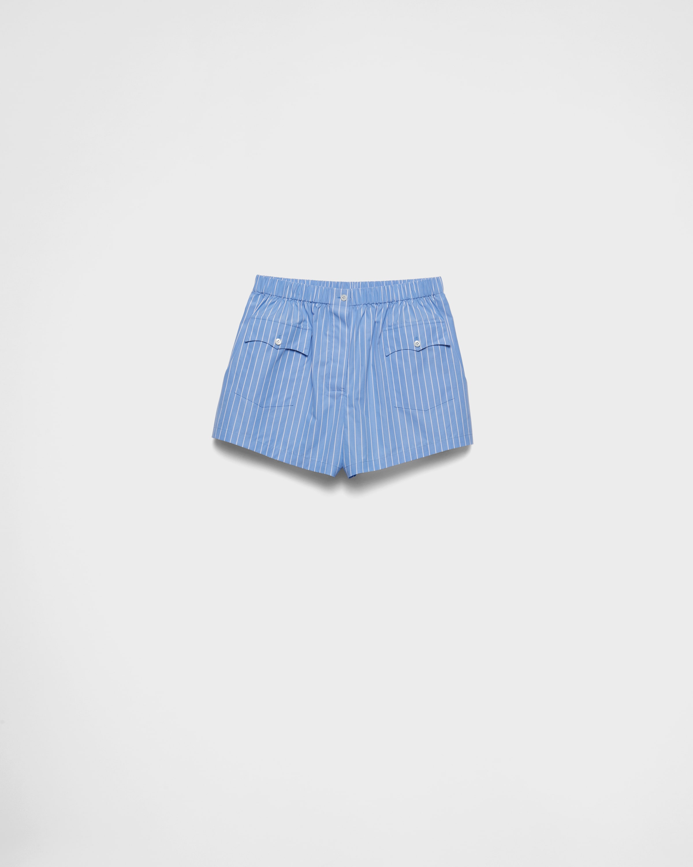 Shop Prada Striped Poplin Shorts In Sapphire Blue