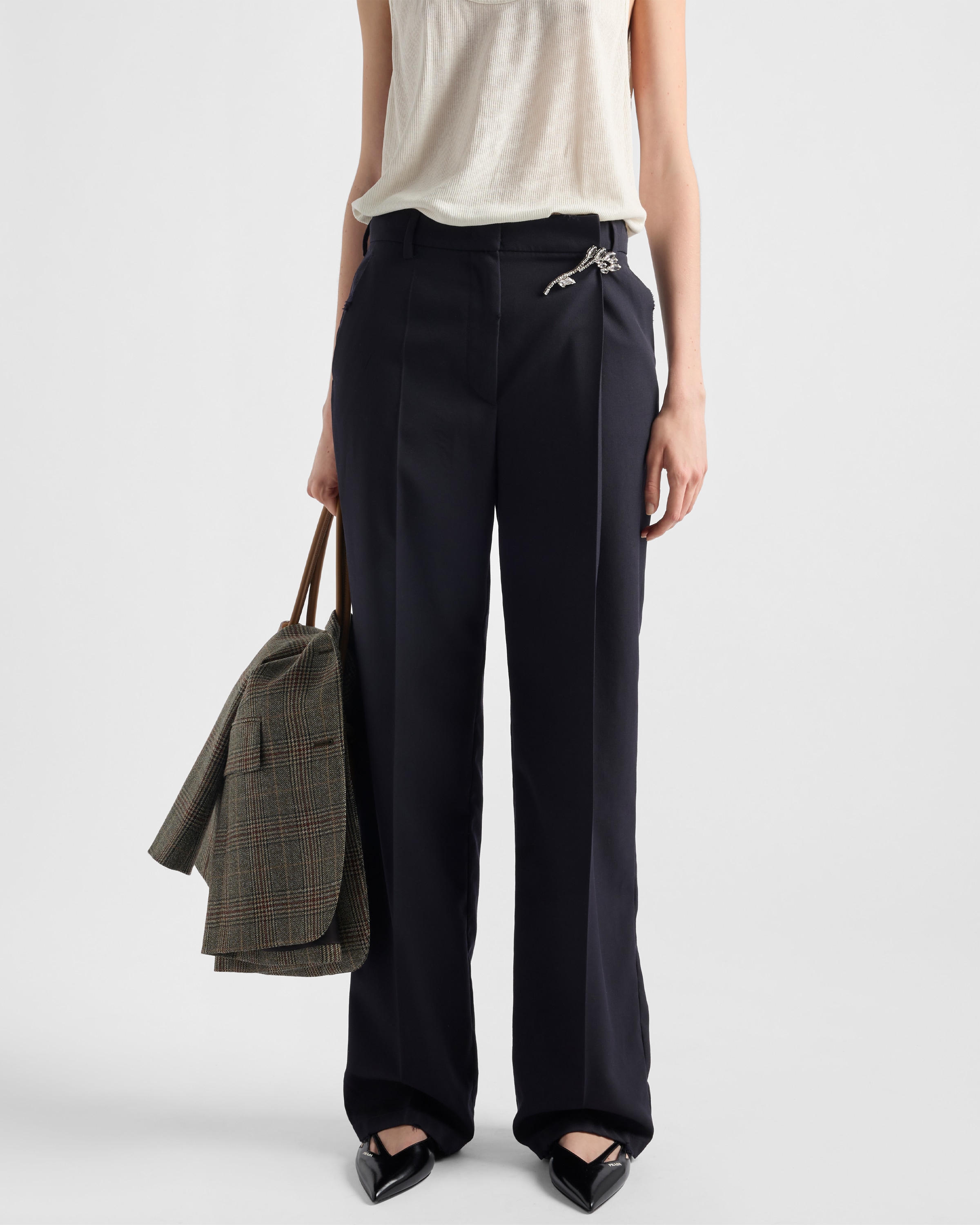 Prada Old-wash Gabardine Pants In Navy