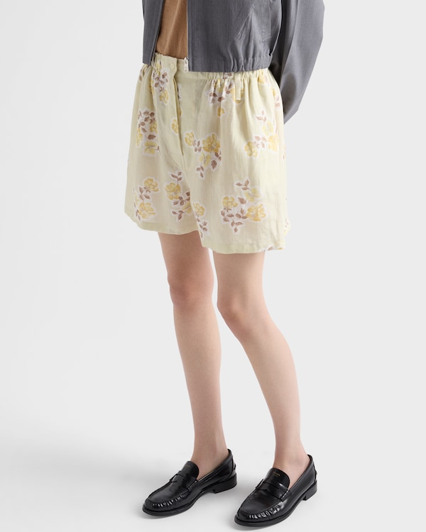 Floral print old linen shorts - Vanilla Floral print old linen shorts - Vanilla