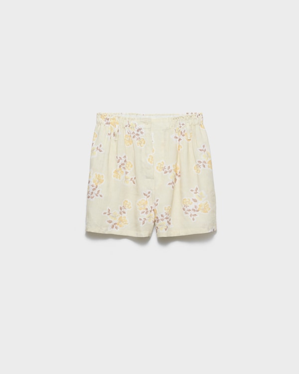 Floral print old linen shorts - Vanilla Floral print old linen shorts - Vanilla