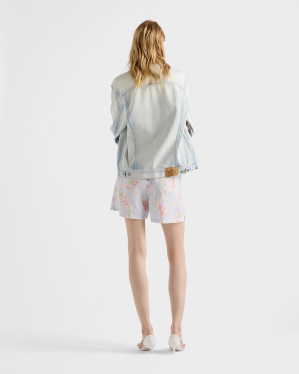 Floral print old linen shorts - Astro Floral print old linen shorts - Astro