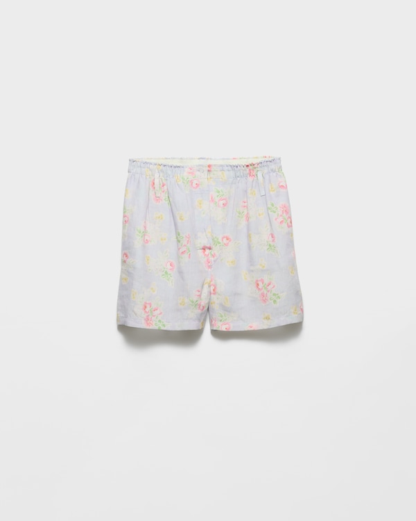 Floral print old linen shorts - Astro Floral print old linen shorts - Astro