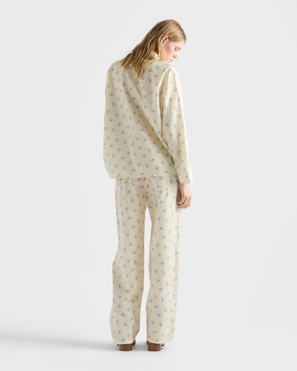 Floral print old canvas pants - Natural Floral print old canvas pants - Natural