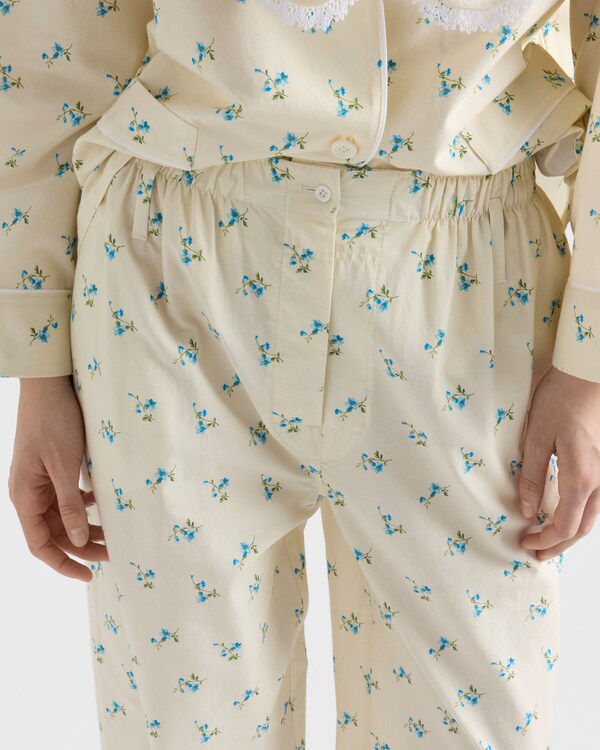 Floral print old canvas pants - Natural Floral print old canvas pants - Natural
