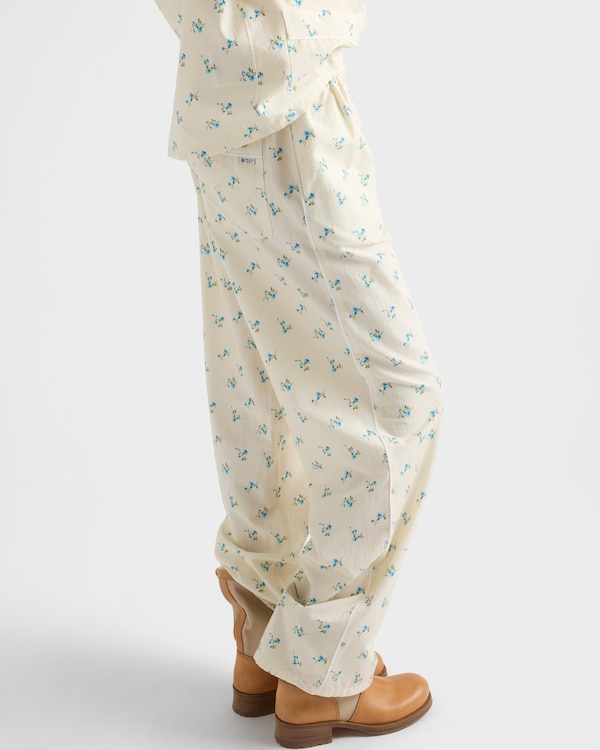 Floral print old canvas pants - Natural Floral print old canvas pants - Natural